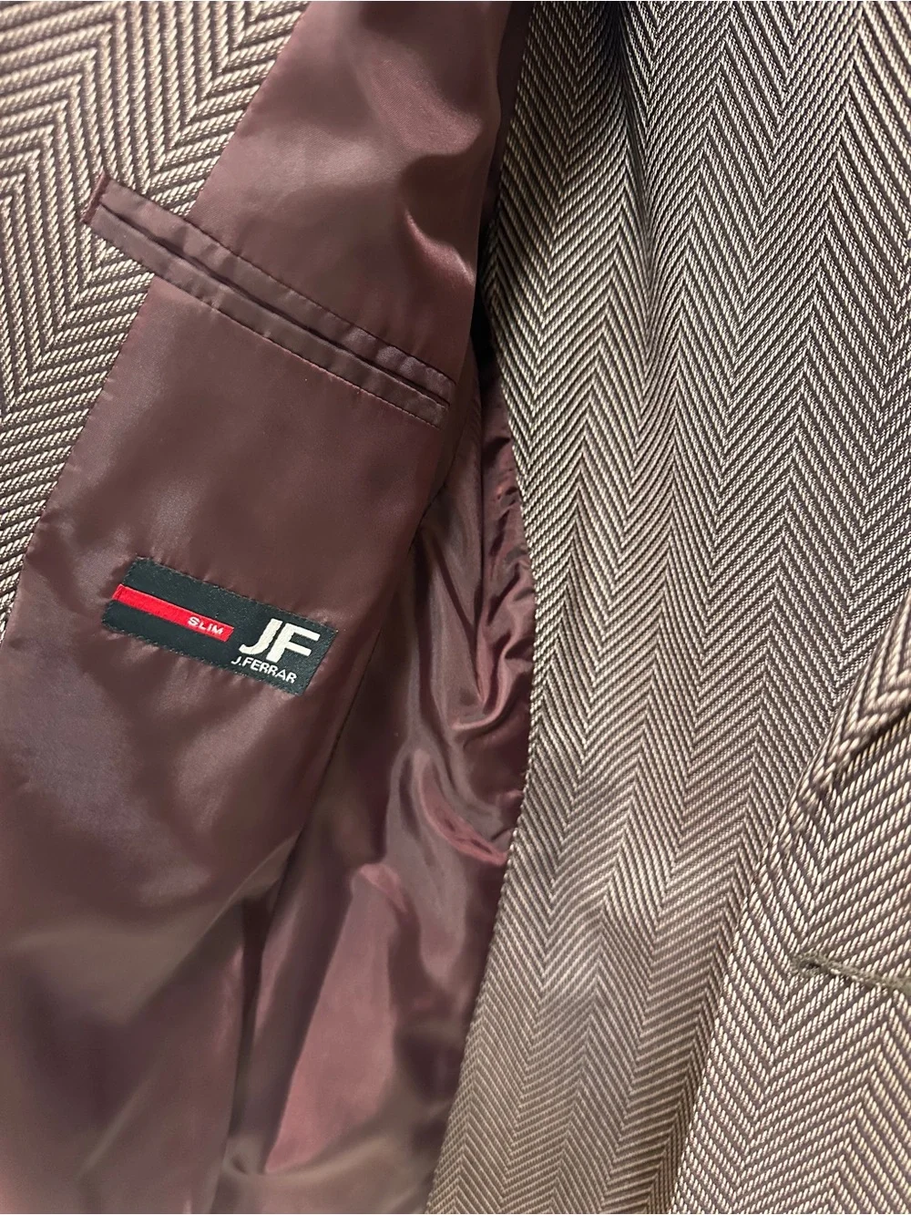 NWT JF Ferrar Blazer Sport Coat Burgundy Herringbone Men’s M (38/40 SHORT) $168